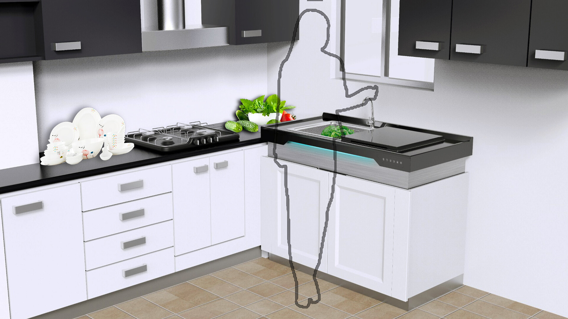 升降水槽-厨房自动升降水槽设计生产